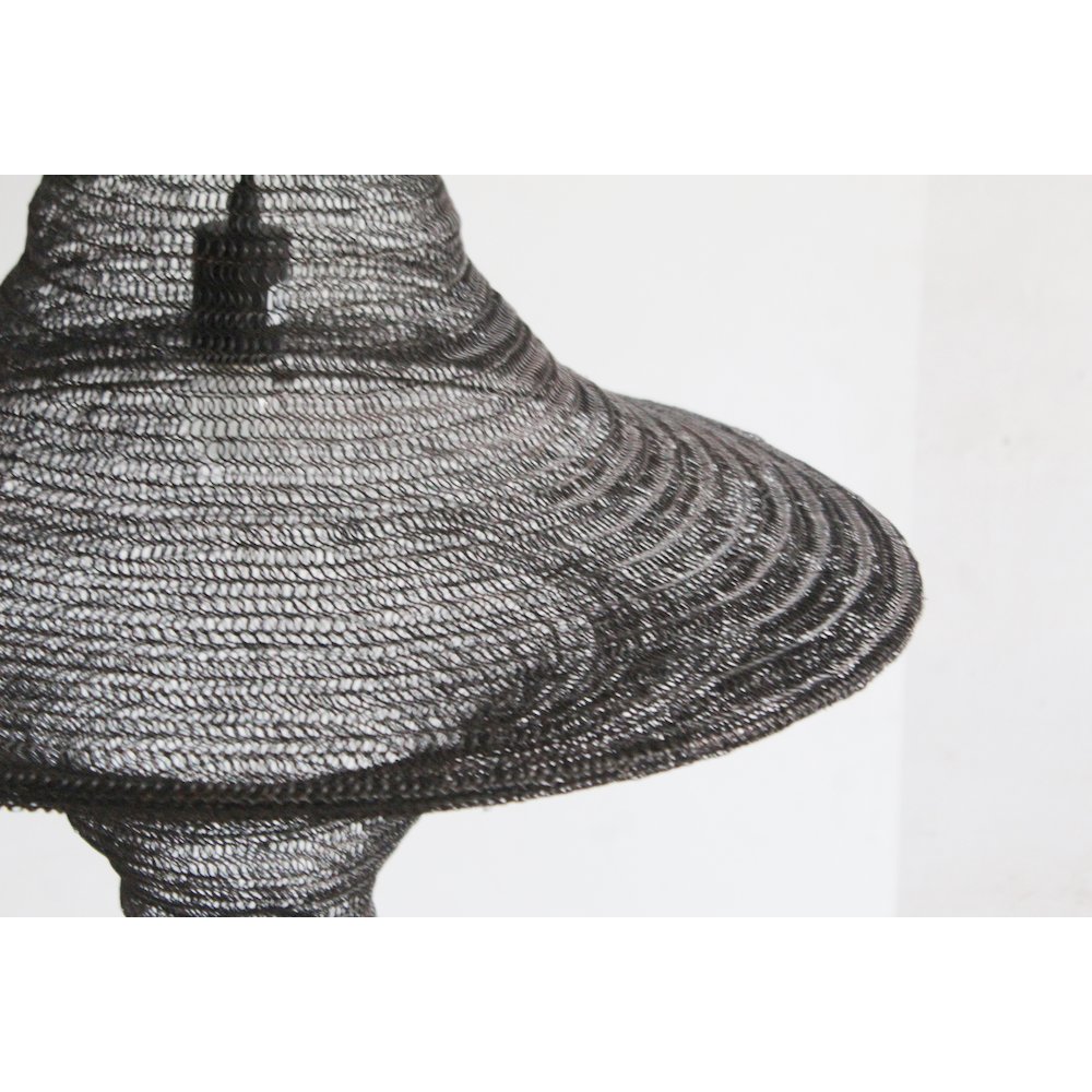 1-Light Satin Black Pendant With A Chain Basket Shade. Picture 2
