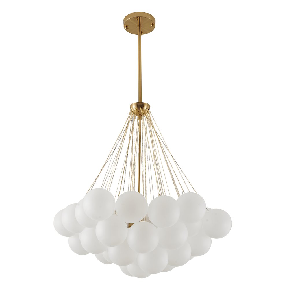 3-Light Gold Chandelier With White Frosted Glass Shades. Picture 2