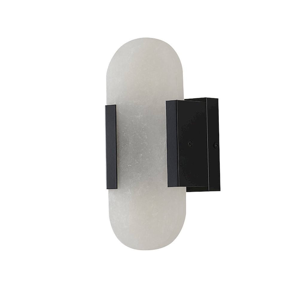 2-Light Satin Black Metal LED Wall Sconce With A Alabaster Shade. Picture 2