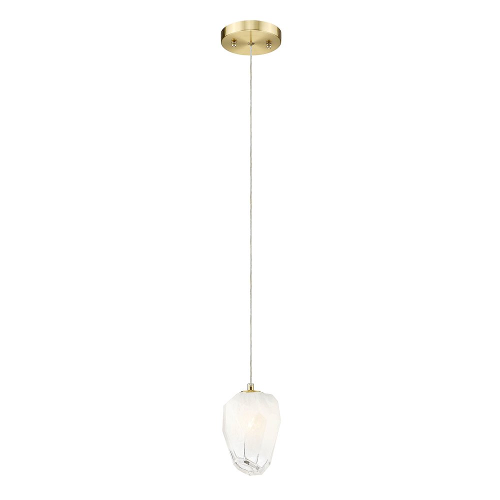 1-Light Gold Pendant With A White Glass Shade. Picture 1