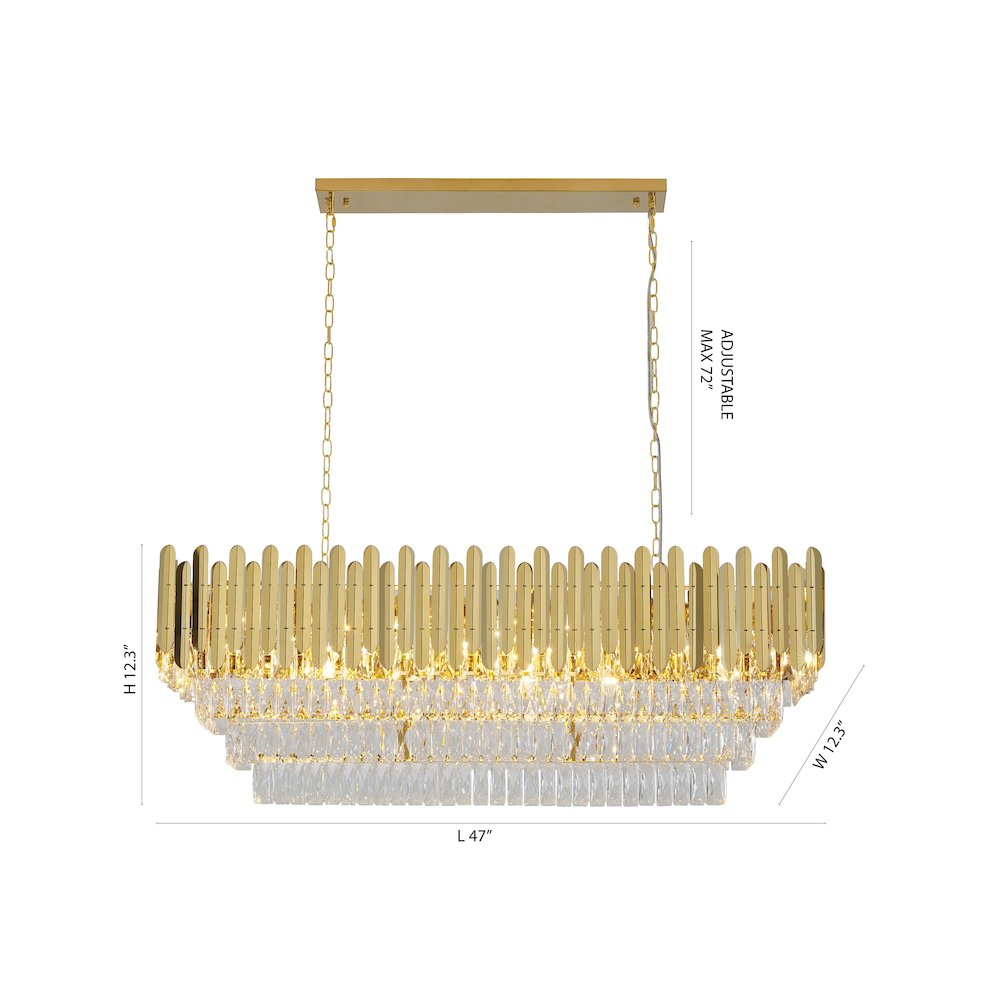 14-Light Gold Stainless Steel Chandelier With Clear Crystal Accents. Picture 8