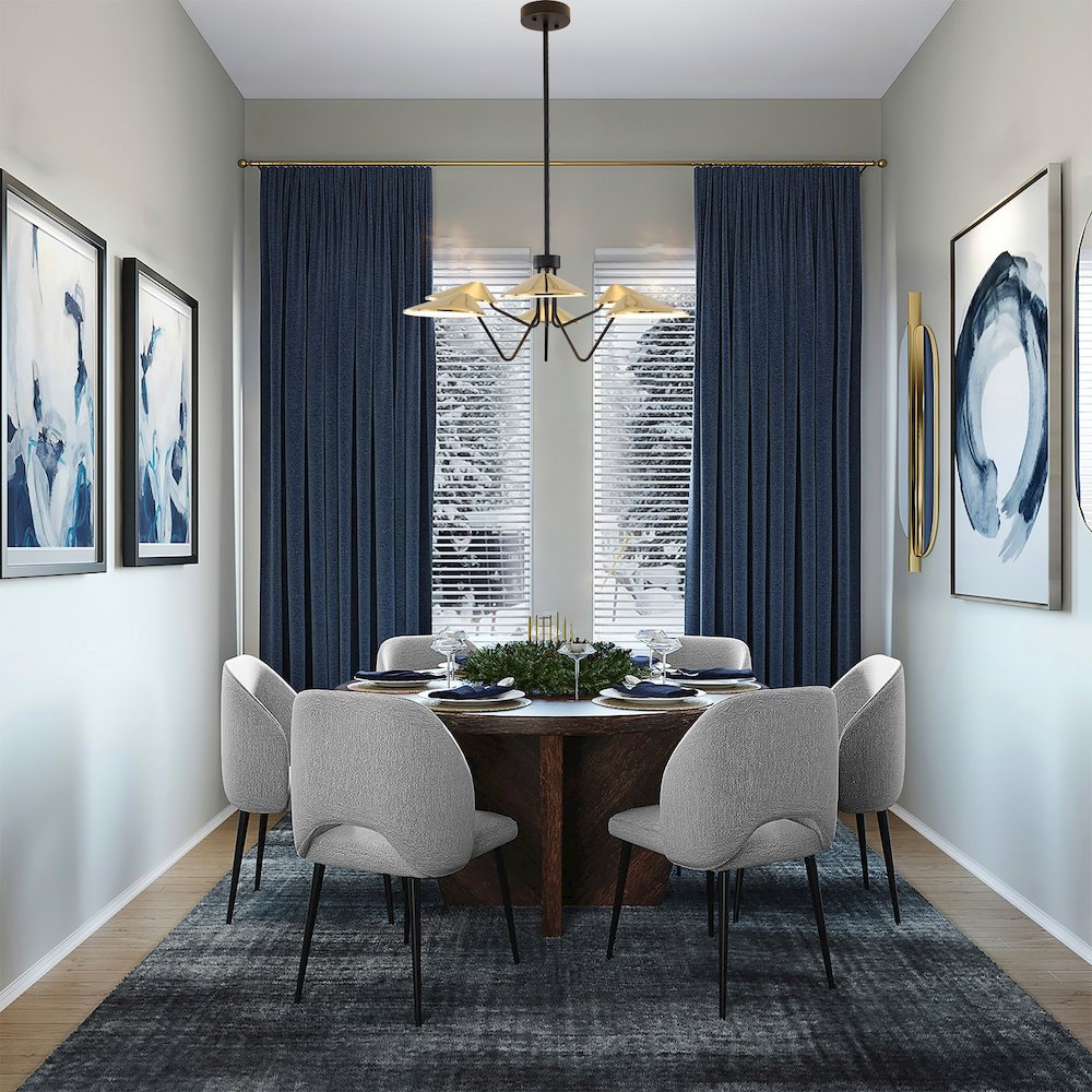 6-Light Black And Shiny Brass Iron LED Chandelier With White Acrylic Shades. Picture 7