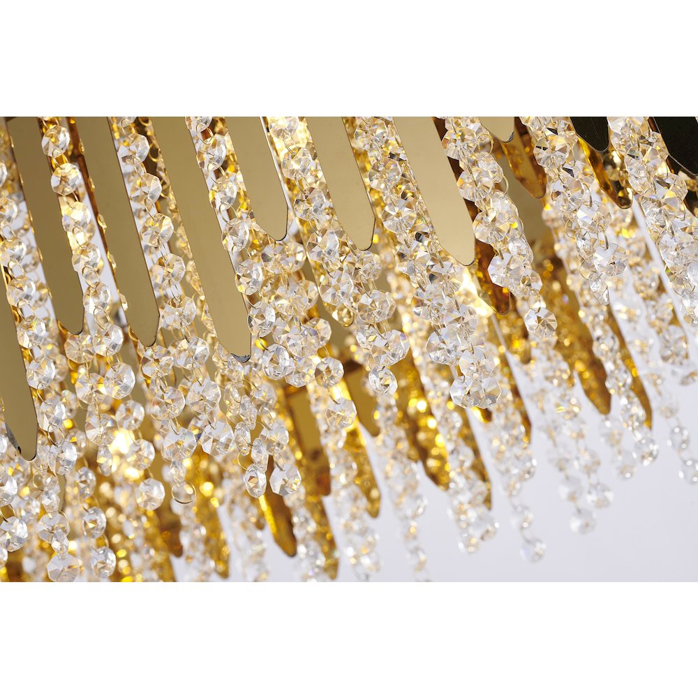 9-Light Gold Stainless Steel Chandelier With Clear Crystal Beads. Picture 2