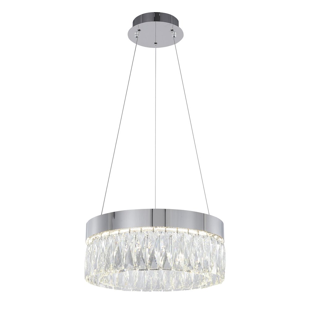 1-Light Chrome LED Chandelier With Clear Crystal Accents. Picture 1
