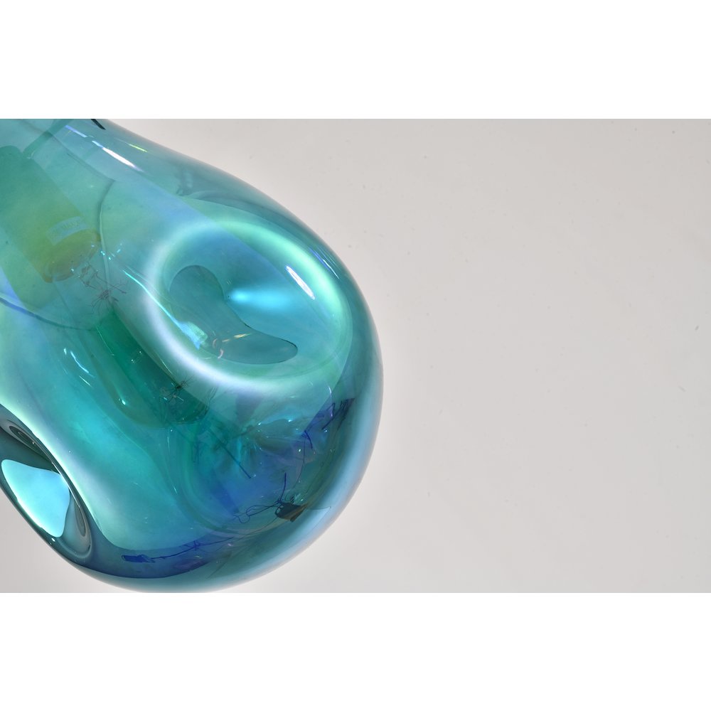 1-Light Black Single Pendant With A Blue Glass Shade. Picture 5