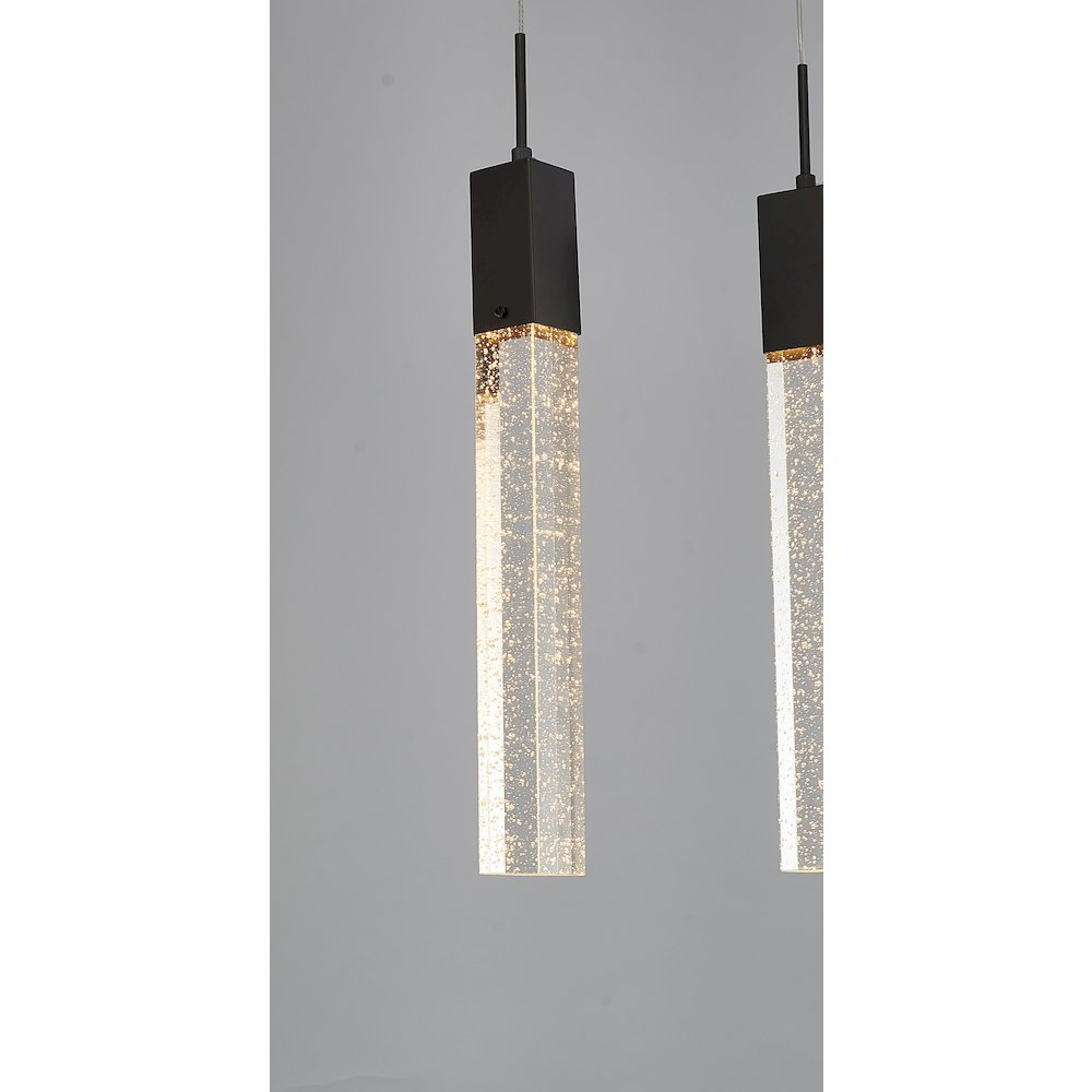 3-Light Matte Black Island Lighting With A Clear Bubble Crystal. Picture 4