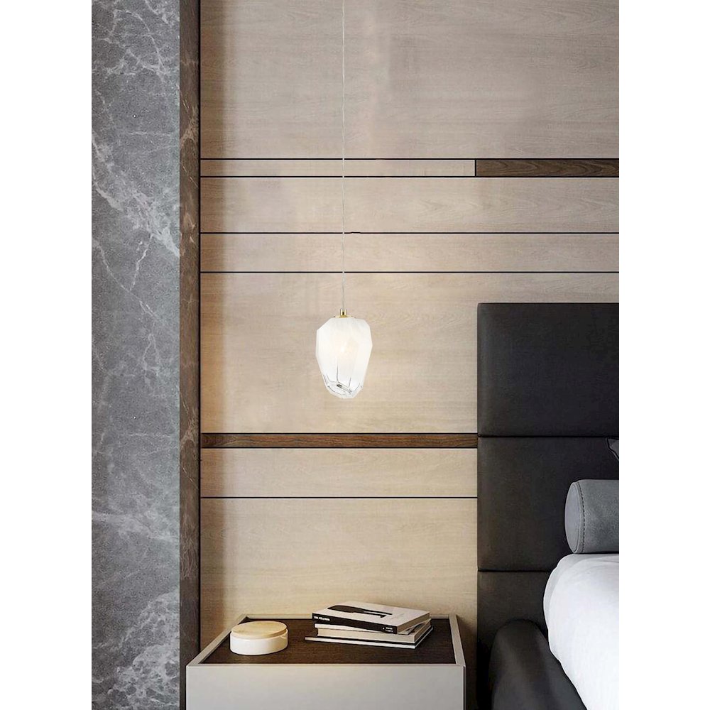 1-Light Gold Pendant With A White Glass Shade. Picture 6