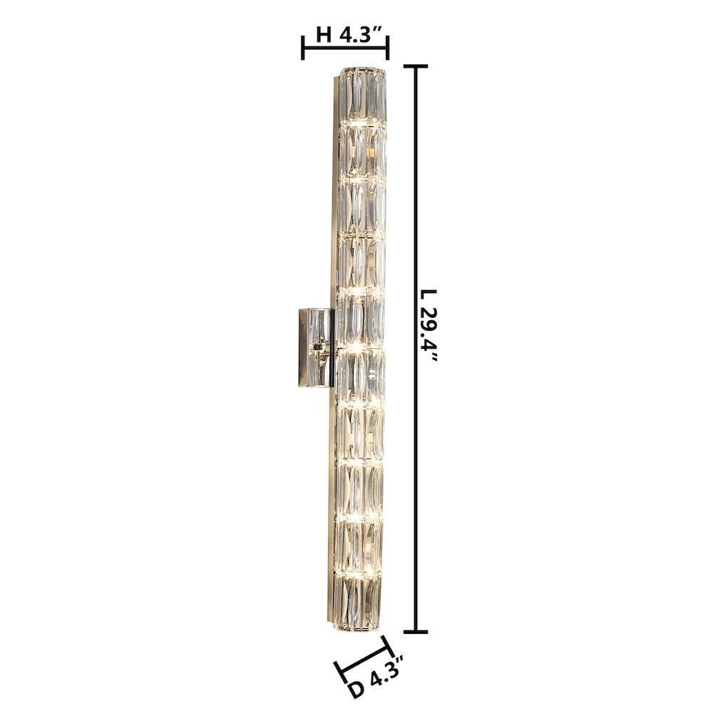 9-Light Chrome Wall Sconce With Clear Crystal Accents. Picture 1