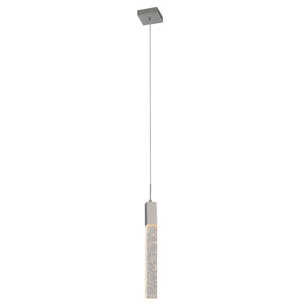 1-Light Chrome Single Pendant With A Clear Bubble Crystal. Picture 1