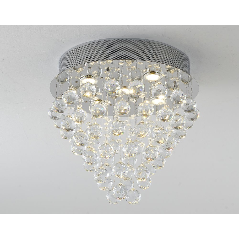 6-Light Chrome Flush Mount With Clear Crystals. Picture 4
