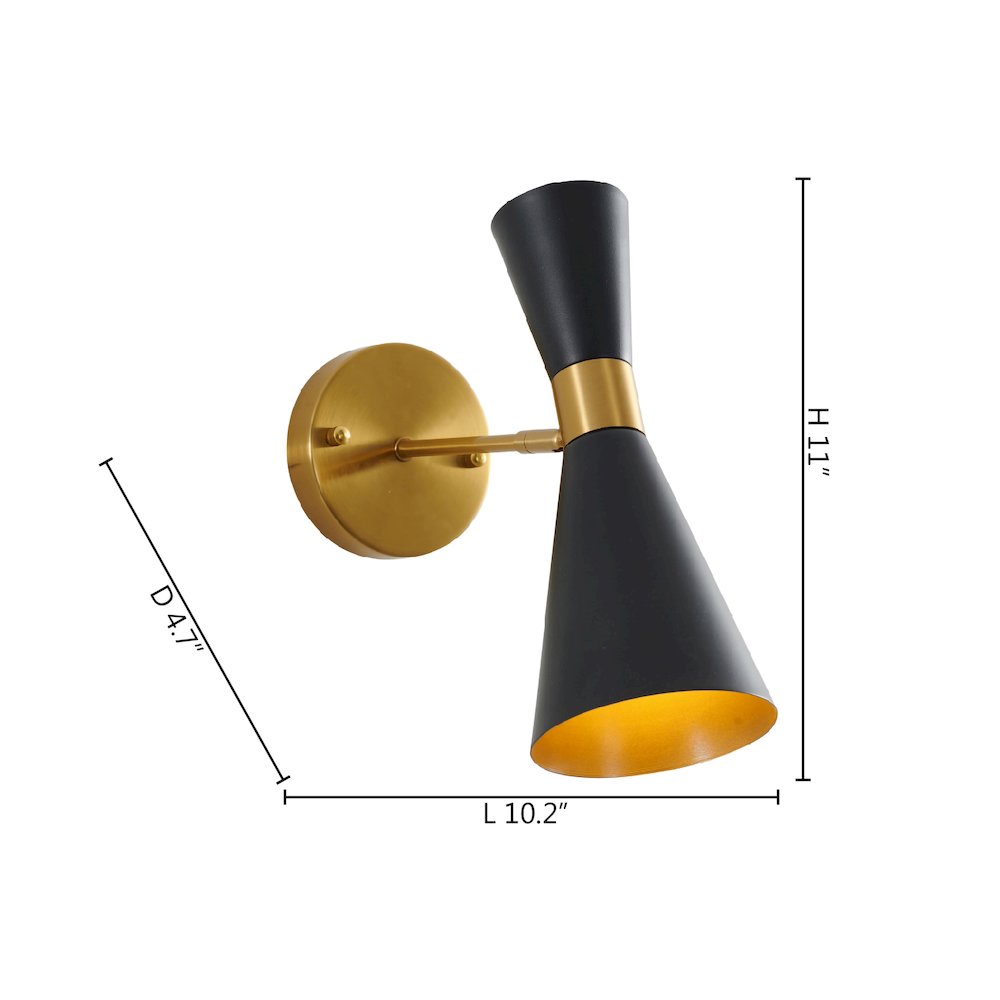 1-Light Gold And Black Wall Sconce With A Shade. Picture 5