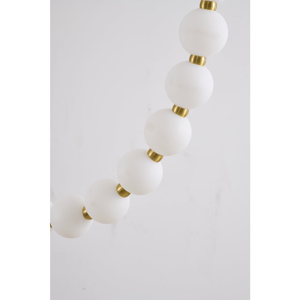 30-Light Brass LED Chandelier With White Acrylic Ball Shades. Picture 4