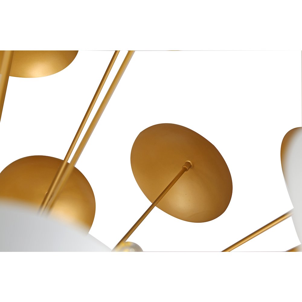 10-Light Soft White Cup Sputnik Chandelier With Brass Arm. Picture 2