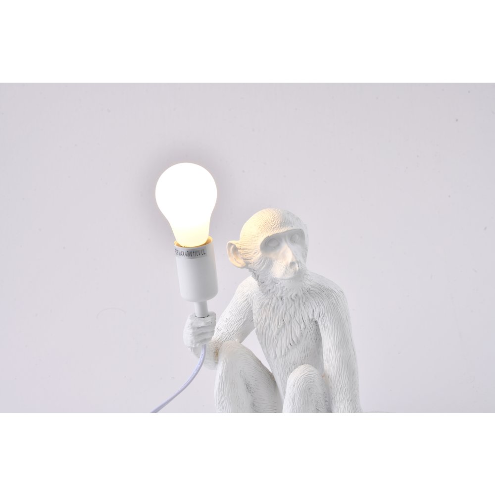 1-Light White Sitting Resin Monkey Table Lamp. Picture 4