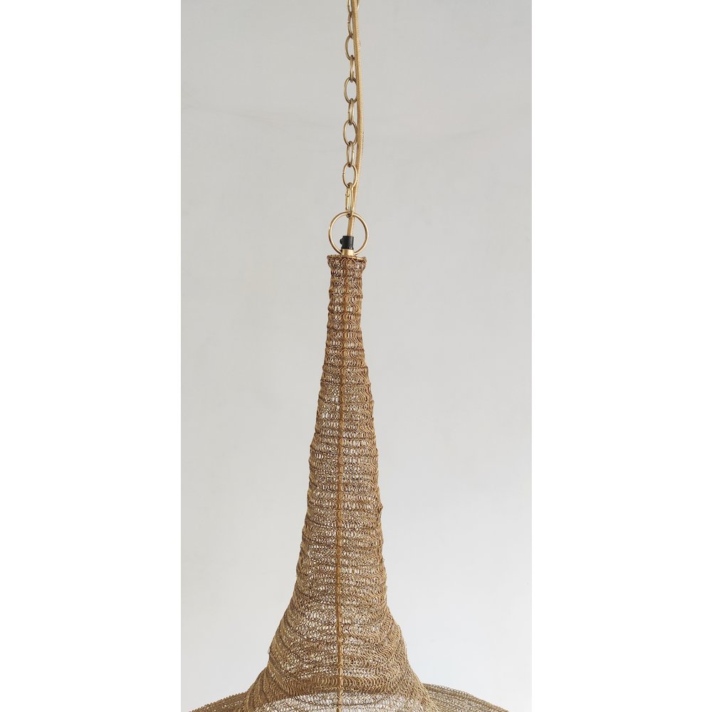 1-Light Gold Pendant With A Chain Basket Shade. Picture 4