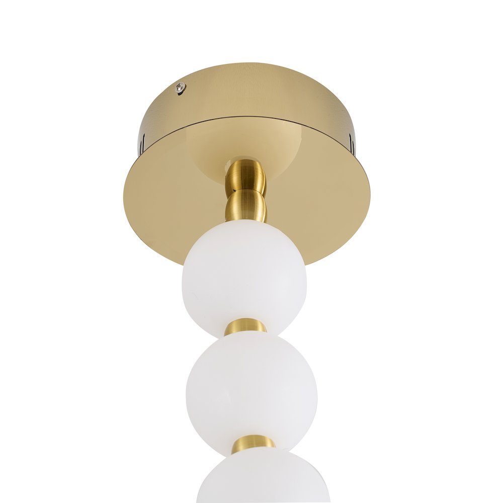 30-Light Brass LED Chandelier With White Acrylic Ball Shades. Picture 5