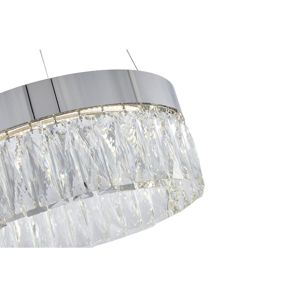1-Light Chrome LED Chandelier With Clear Crystal Accents. Picture 3