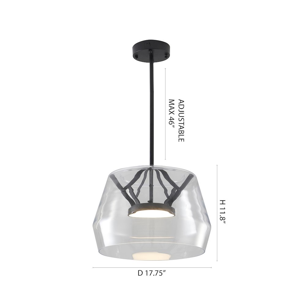 1-Light Black LED Pendant With A Clear Glass Shade. Picture 6