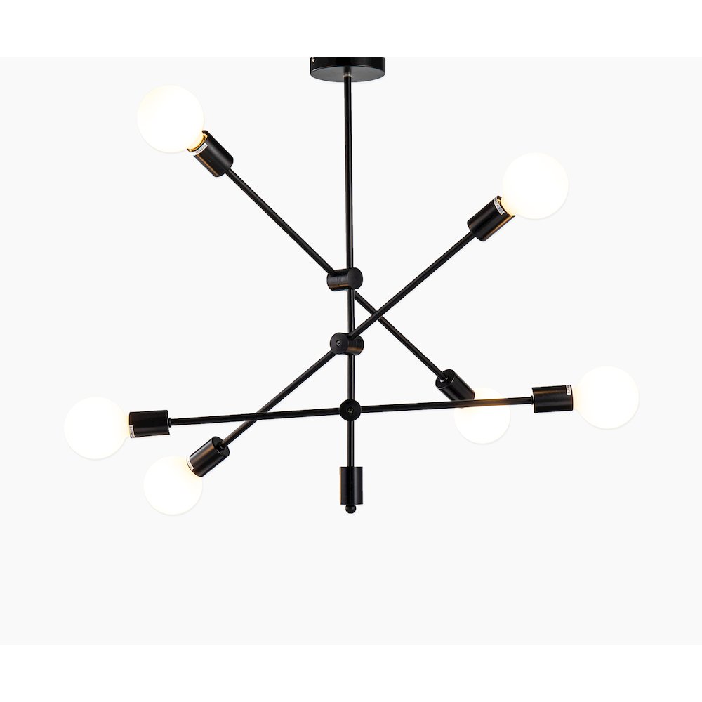 6-Light Matte Black Metal Sputnik Chandelier. Picture 1