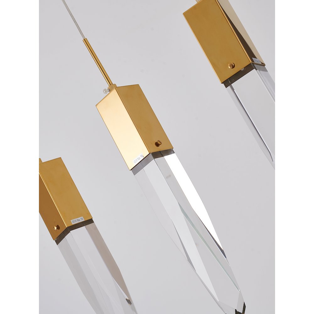 3-Light Gold Island Lighting With A Clear iceberg Crystal. Picture 4