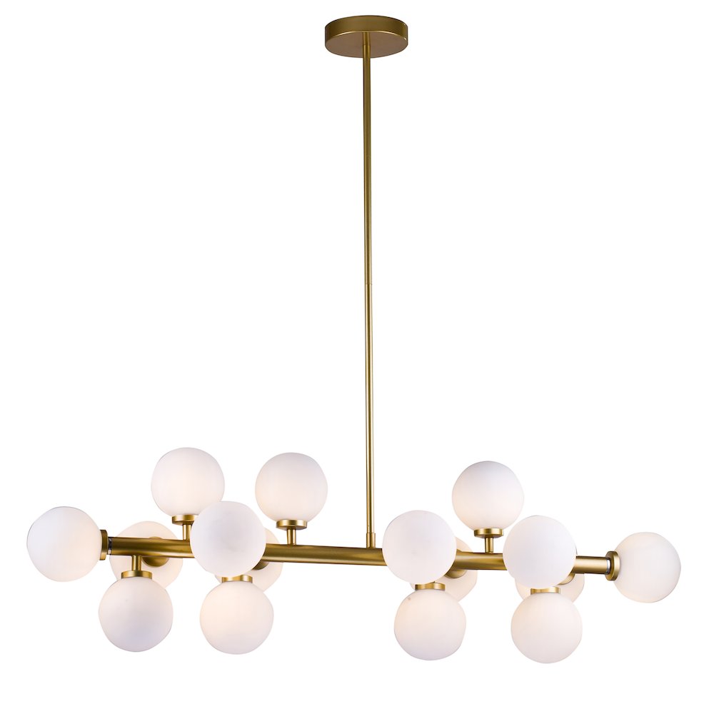 16-Light Gold Metal Chandelier With Milk White Glass Shades. Picture 1