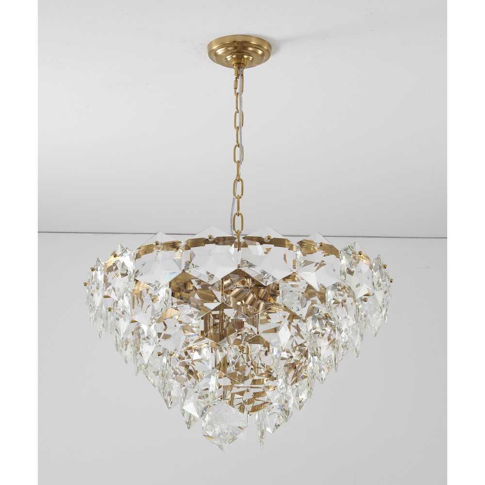 12-Light Gold Chandelier With Clear Crystal Accents. Picture 4