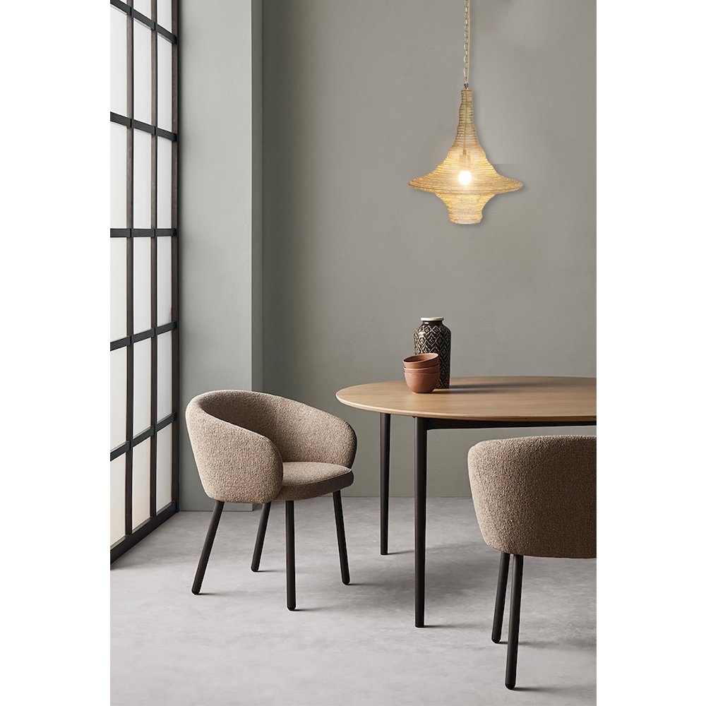 1-Light Gold Pendant With A Chain Basket Shade. Picture 7