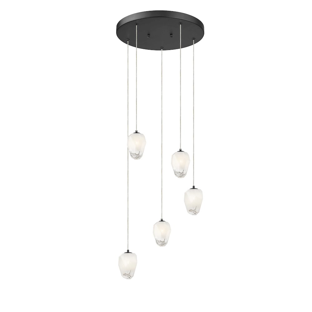 5-Light Black Chandelier With White Glass Shades. Picture 2