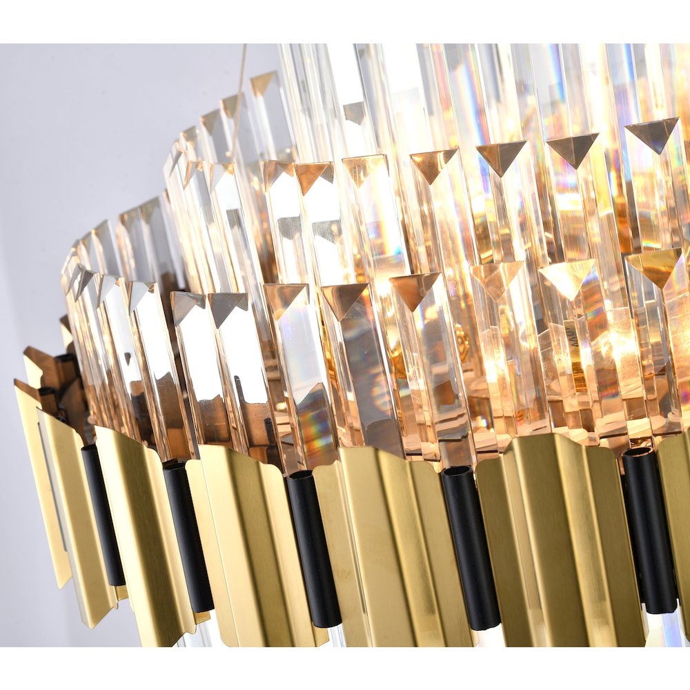 18-Light Gold Stainless Steel Chandelier With Clear Crystal Accents. Picture 3