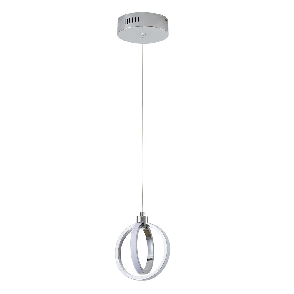 2-Light Chrome LED Pendant With White Acrylic Diffuser. Picture 5