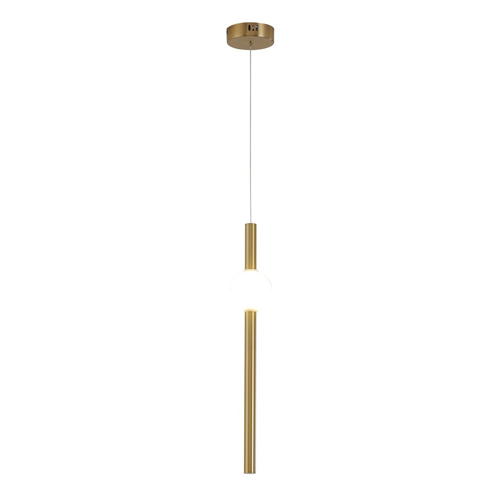1-Light Gold LED Pendant With A White Glass Shade. Picture 2
