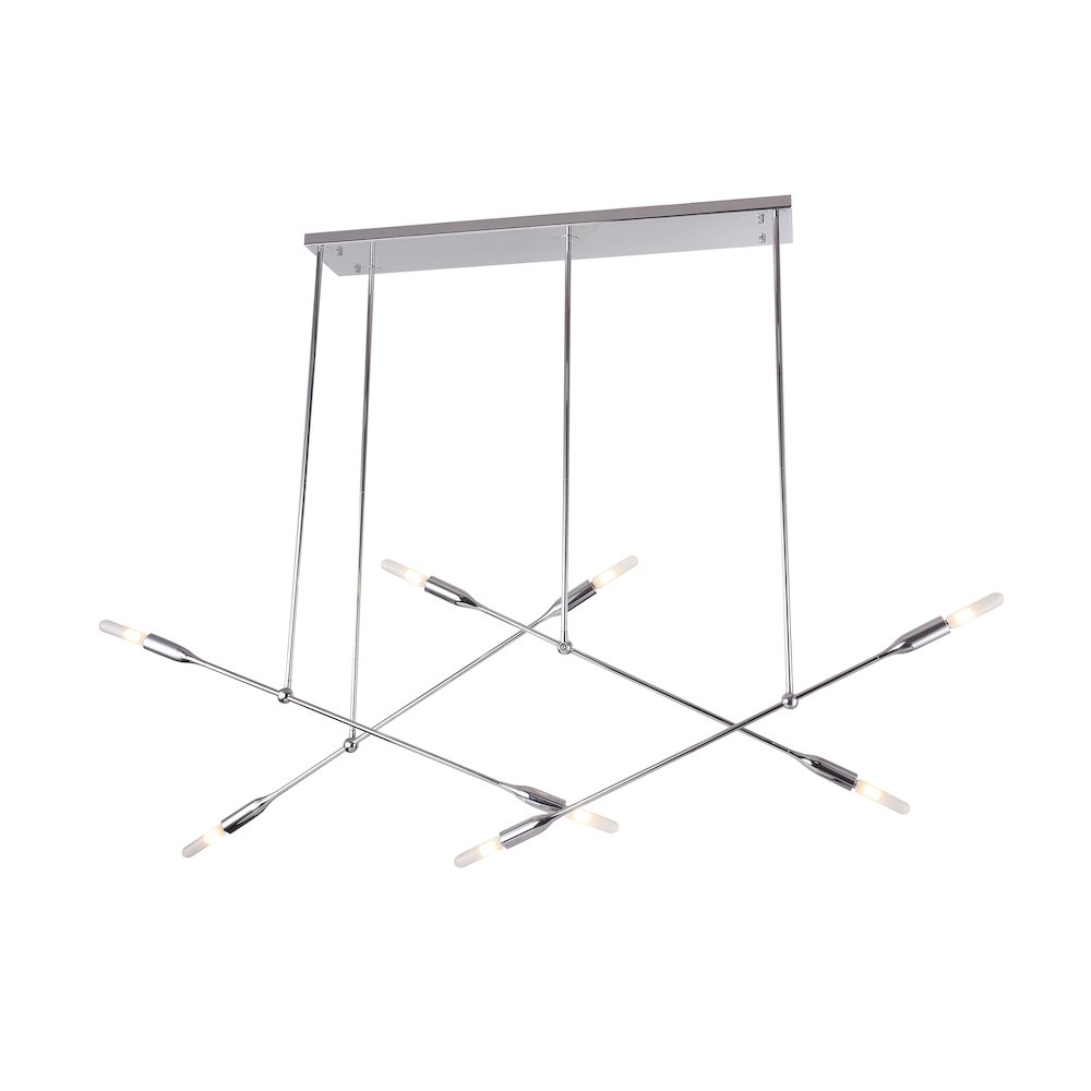 8-Light chrome Iron Stick Island Lighting. Picture 1