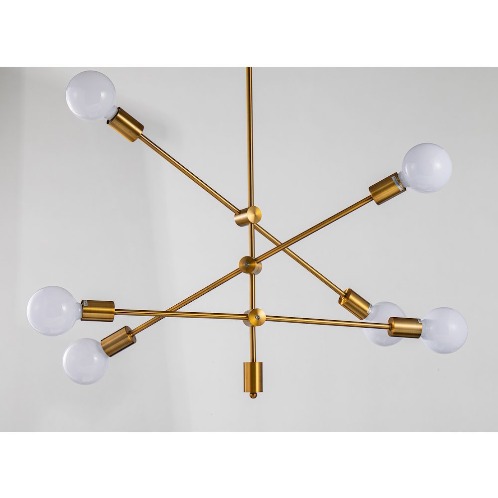 6-Light Antique Gold Metal Sputnik Chandelier. Picture 2