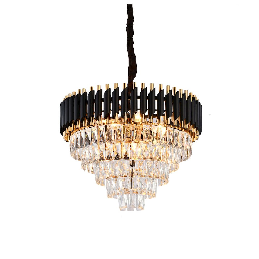 Bethel International Chandelier in Black & Gold Color. Picture 1
