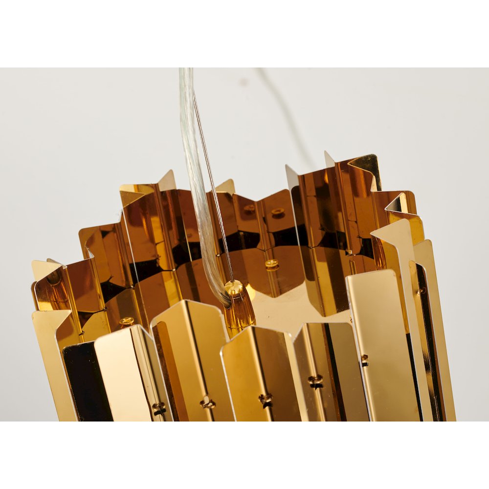 1-Light Gold Stainless Steel Pendant With Clear Crystals. Picture 5