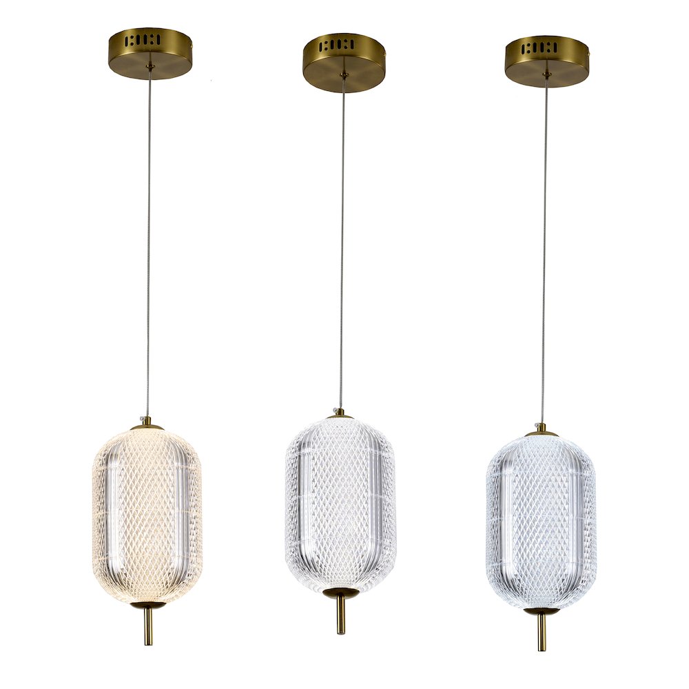 1-Light Brass Dimmable LED Single Pendant With A Clear PC Shade. Picture 5