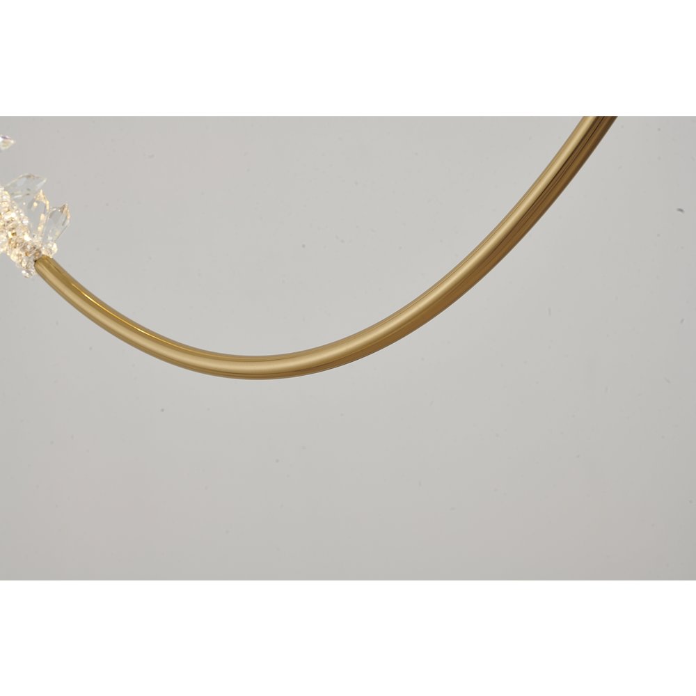 9-Light Gold LED Chandelier With Clear Crystal Details. Picture 4