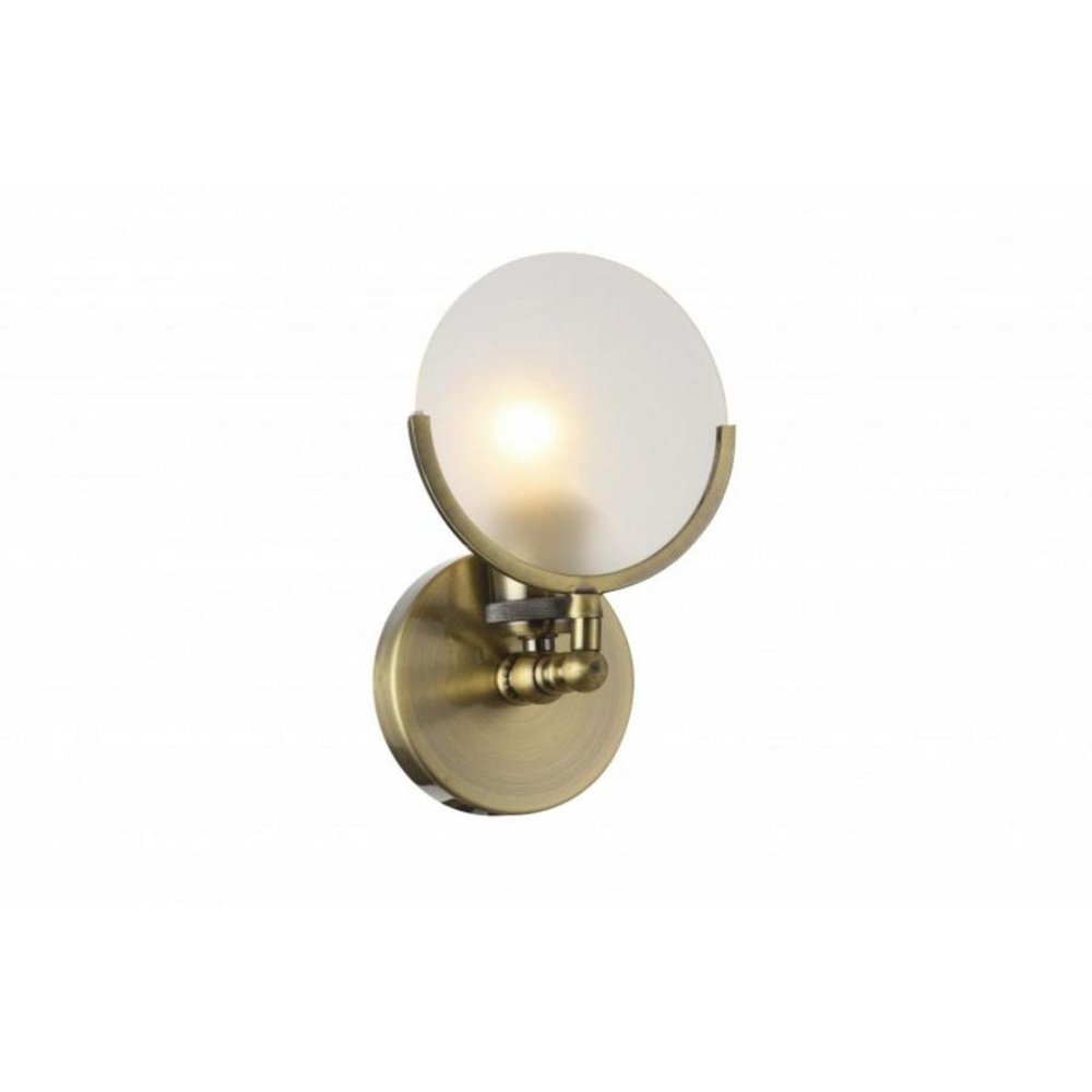 1-Light Shiny Nickel Iron Wall Sconce With A Round Frosted Glass Shade. Picture 1