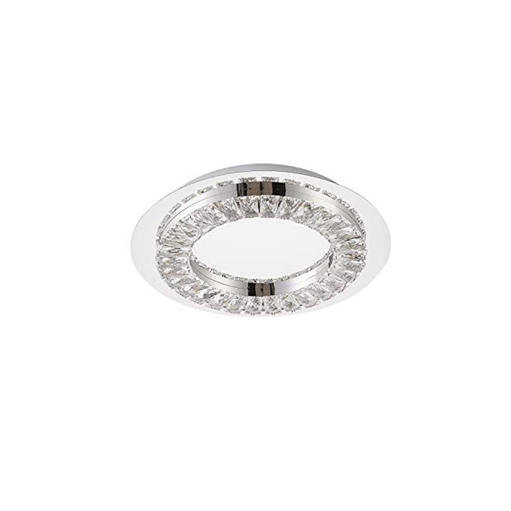 1-Light Chrome Stainless Steel LED Flush Mount With Clear Crystals. Picture 2