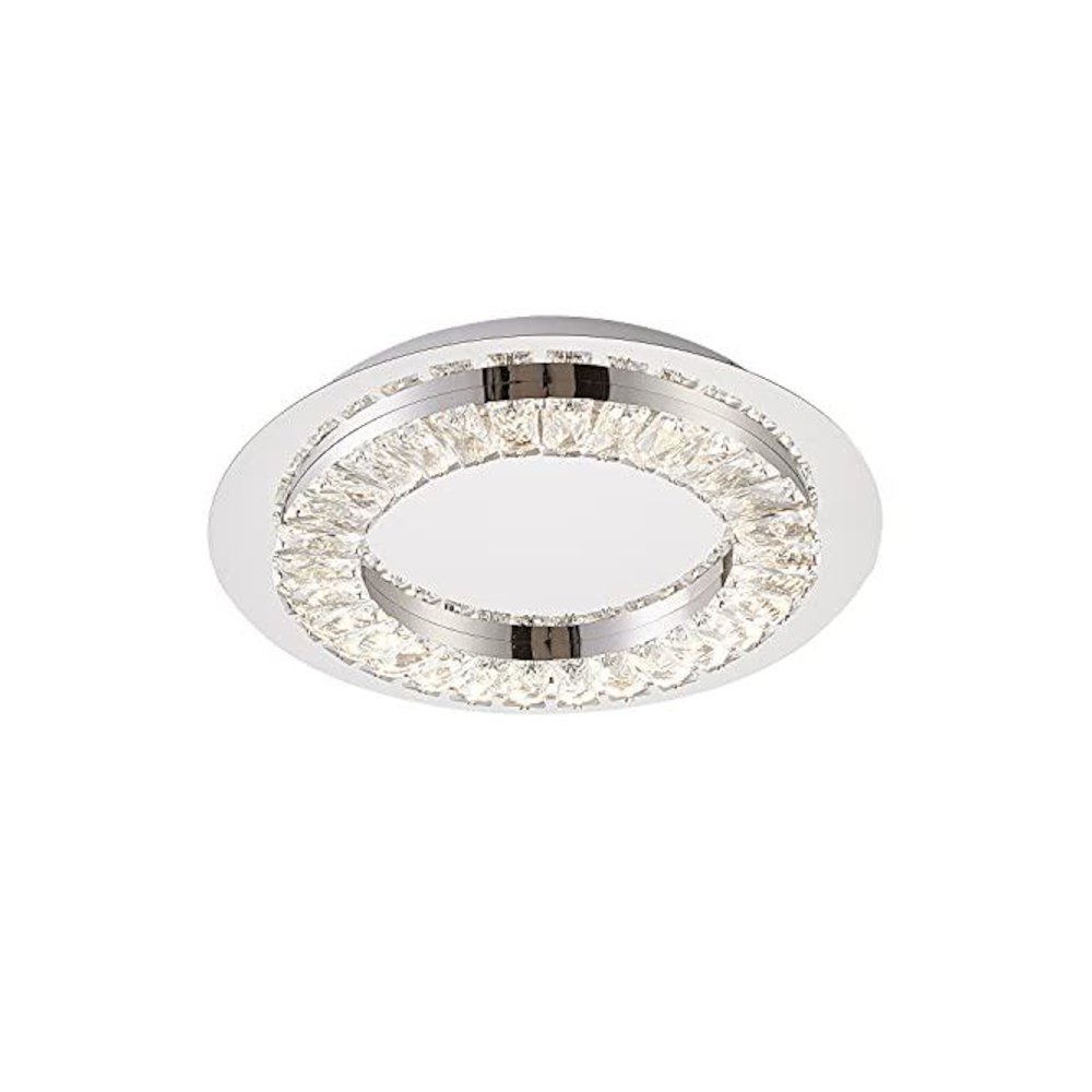1-Light Chrome Stainless Steel LED Flush Mount With Clear Crystals. Picture 1