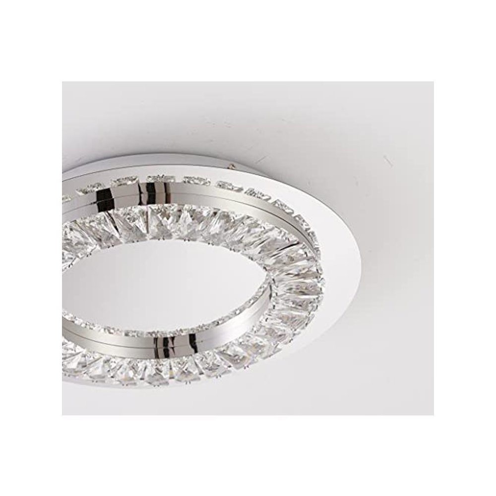 1-Light Chrome Stainless Steel LED Flush Mount With Clear Crystals. Picture 3