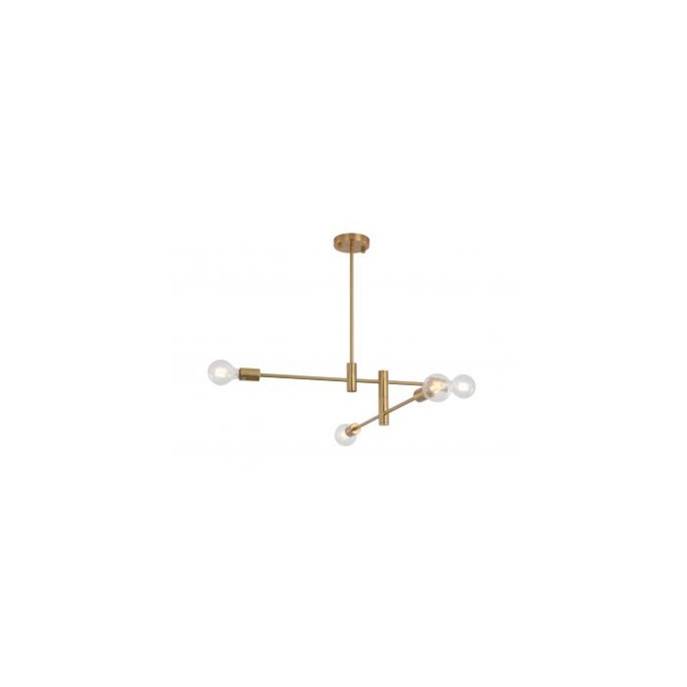 4-Light Brushed Bronze Pipe Arm Chandelier. Picture 1