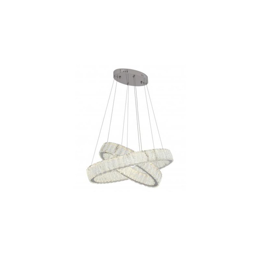 2-Light Chrome LED Chandelier With Clear Crystals. Picture 1