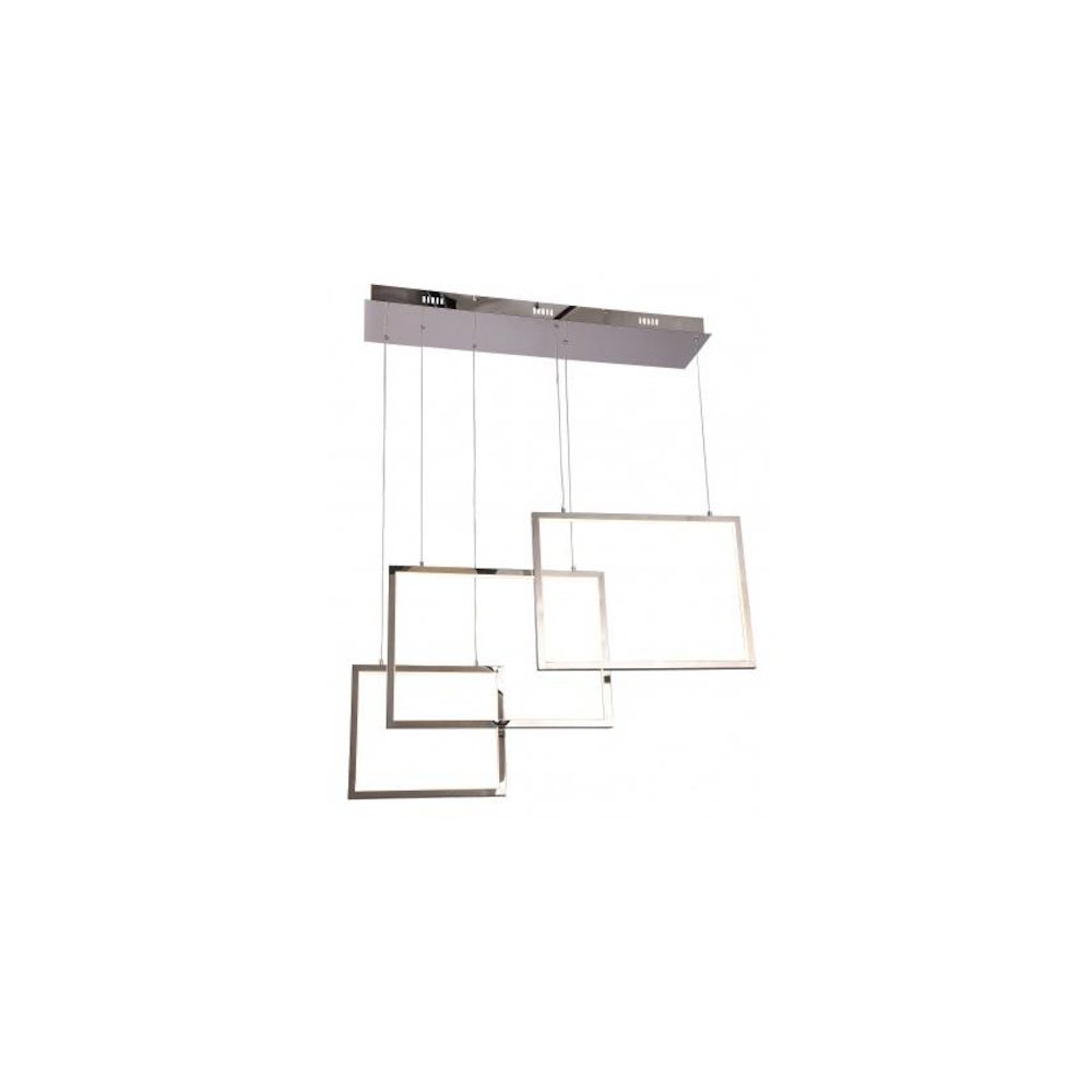 3-Light Chrome LED Chandelier With Hanging Box Lights. Picture 1