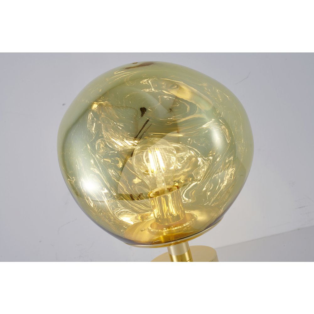1-Light Gold Metal Table Lamp With A Gold Acrylic Distorted ORB Shade. Picture 3