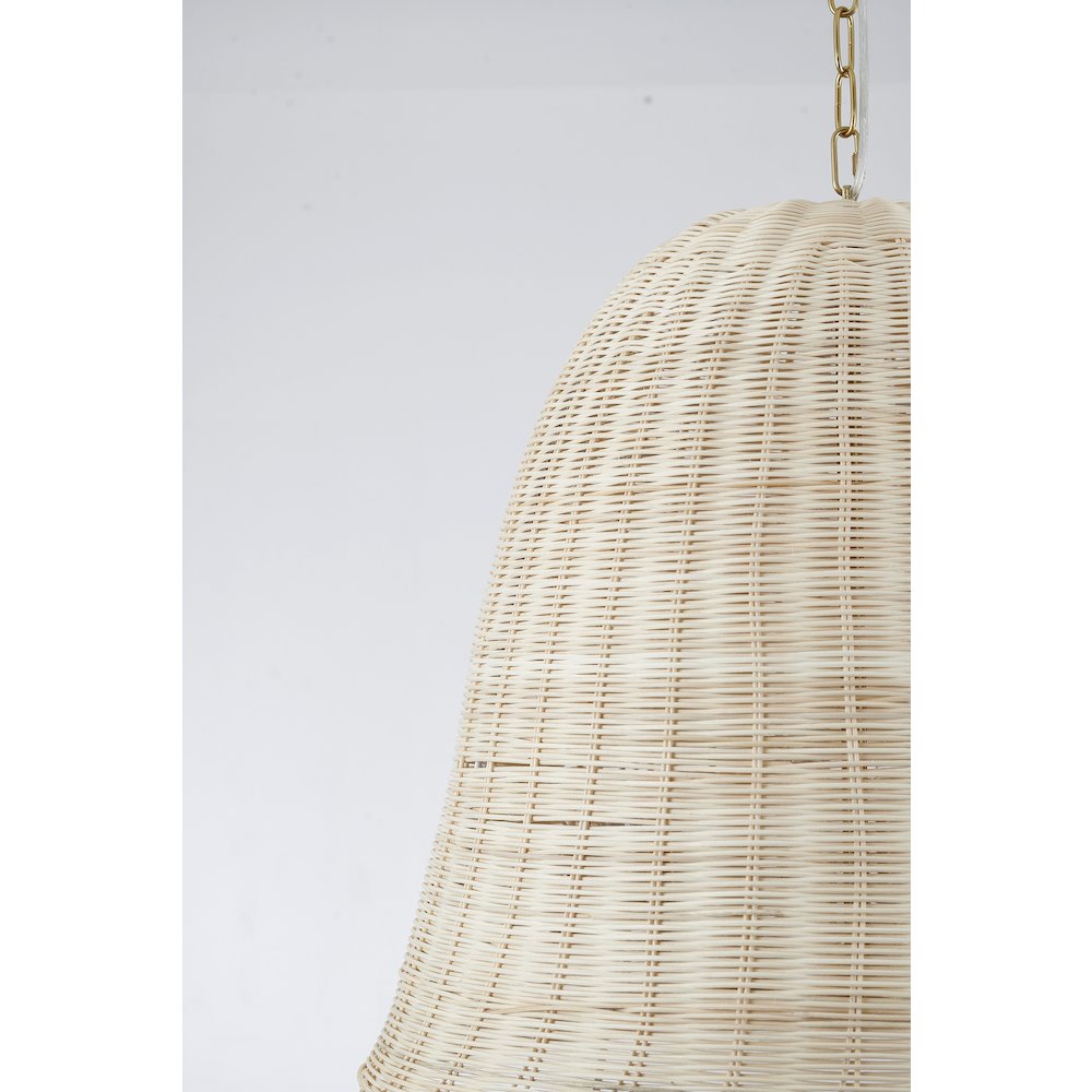 6-Light Brass Chandelier With A Natural White Wood Vine Basket Shade. Picture 5