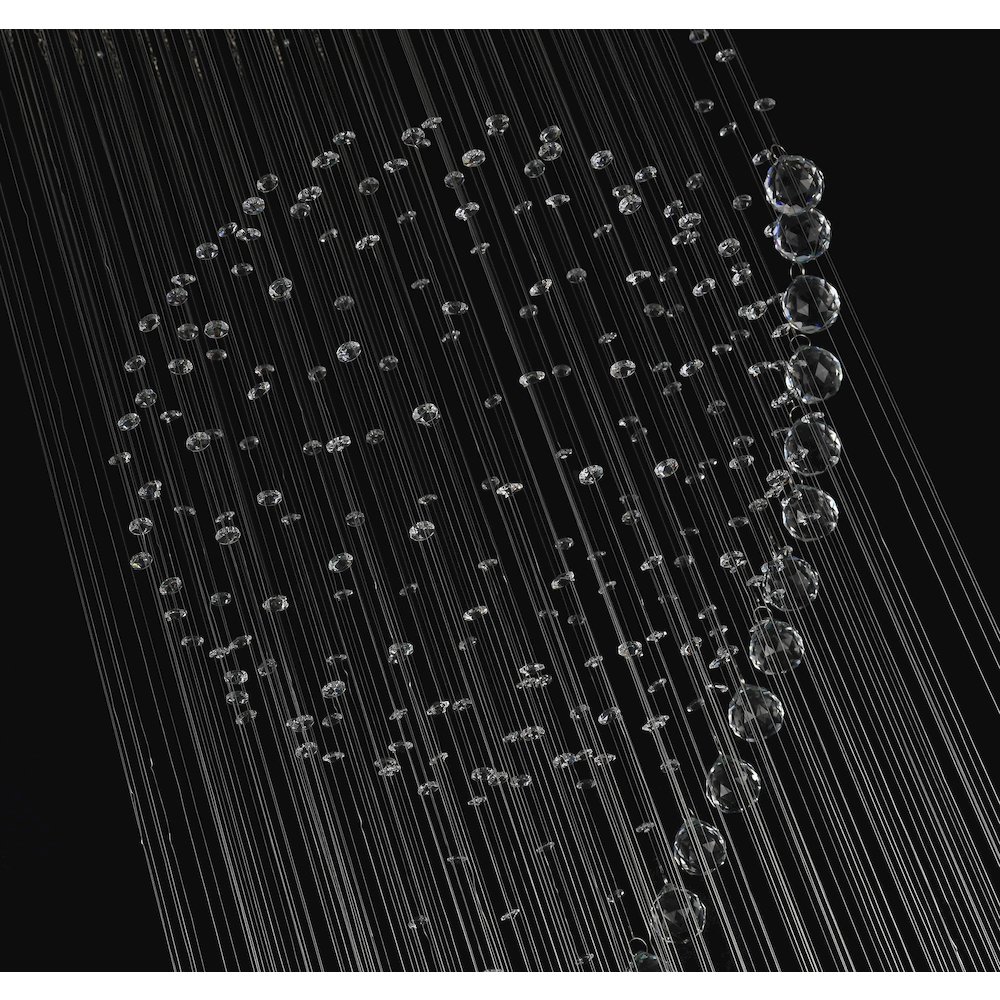 9-Light Chrome Chandelier With Clear Hanging Crystals And Beads. Picture 5
