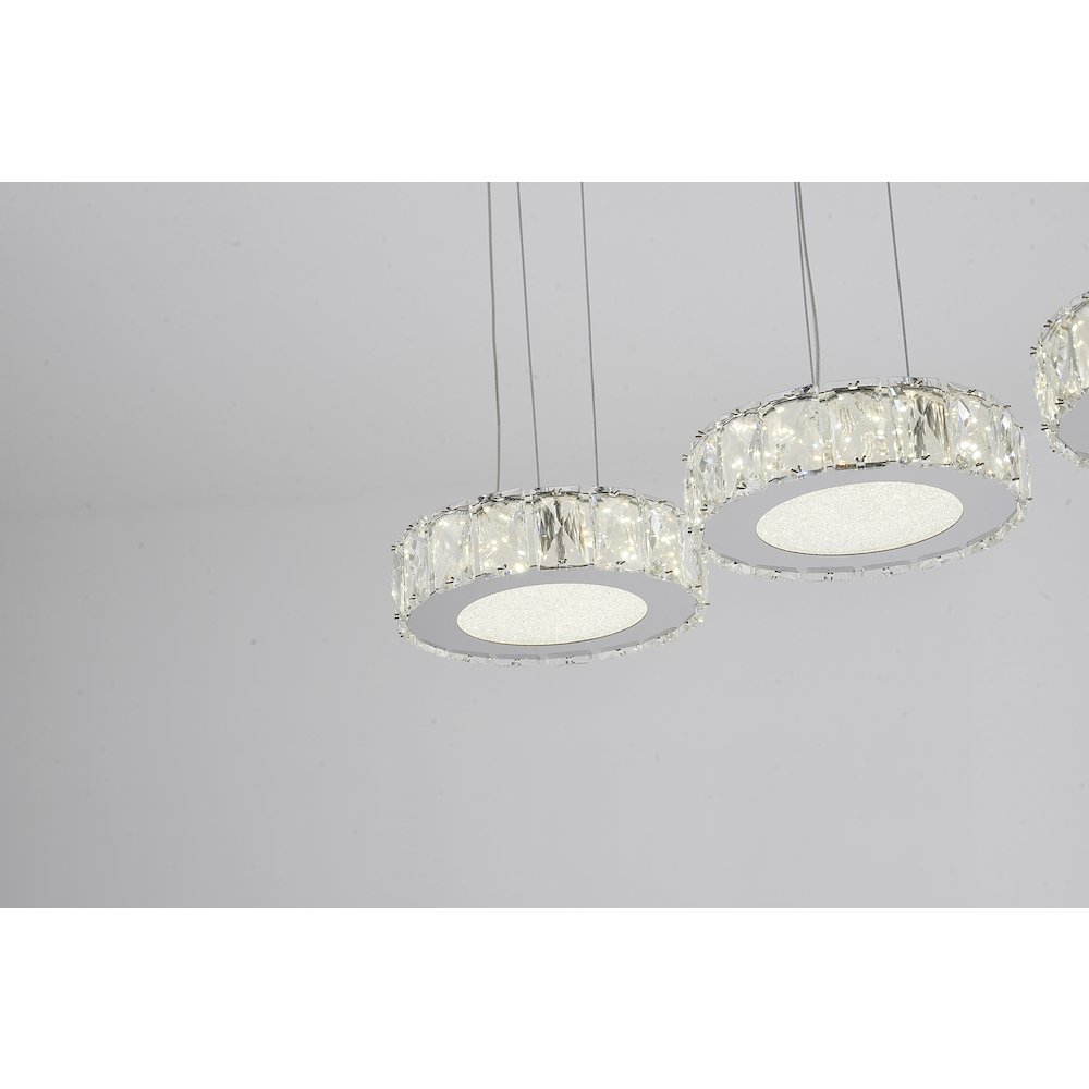 7-Light Chrome LED Chandelier With Clear Crystals. Picture 4