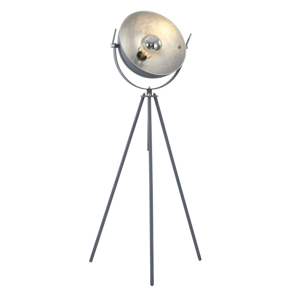 1-Light Grey Metal Floor Lamp With A Silver Leaf Interior Shade. Picture 1