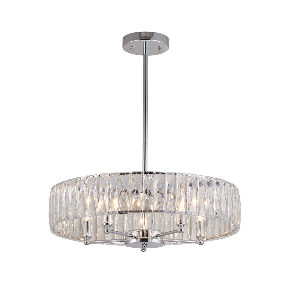 5-Light Chrome Chandelier With Clear Crystals. Picture 1